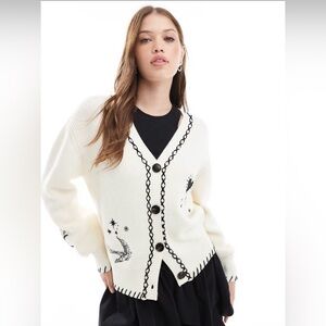 Never Fully Dressed White/Cream Mystic Tattoo Cardigan Size S
